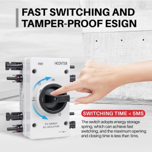 HCOVTXR Solar Disconnect Switch 32Amp 1000VDC,4 Pole Solar Isolator Switch with IP66 Waterproof Enclosure,DC Disconnect Switch for Solar Panel