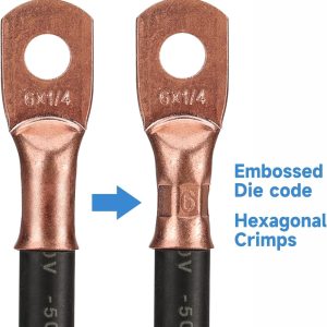 iCrimp Battery Cable Lug Crimping Tool Kit for 8-1/0 AWG - 63pcs Copper Lugs & 25pcs Heat Shrink Tubes, Wire Cutter & Stripper