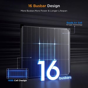 Callsun 50 Watt Solar Panel 12V, N-Type 16BB 50W Solar Panel,25% High Efficiency Monocrystalline PV Modules,Ideal for RV, Van, Trailer, Camper, Marine, Rooftop,Off-Grid (50w Single Panel)