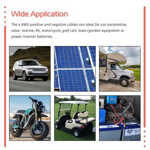 KEDAKEJI 4AWG 4Gauge Battery Cables 3/8"" in Lugs,4Feet Power Inverter Cables with Terminals for Car Marine Solar ATV Lawn Mower Motorcycle, (2pcs Positive and Negative), K80020IC