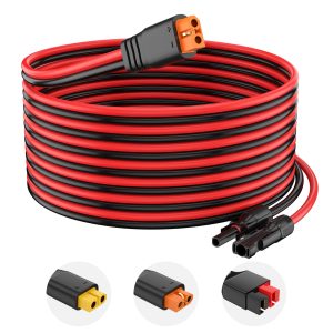 Solar Panel Connector to XT60i Connector Cable 50FT, 12AWG Solar to XT60i Charge Extension Cable XT60i (Plug Female) Cable for RV Folding Solar Panel, Portable Power Station, Solar Generator