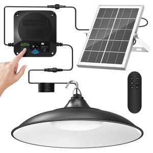 APILAB Solar Shed Light Indoor Outdoor, 2000LM Daytime Available Motion Sensor Pendant Light, Solar Indoor Lights with 4 Lighting Modes Remote Control for Barn, Patio, Gazebo, Shop, Garage