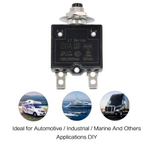 RKURCK 125-250V AC 50V DC Push Button Circuit Breaker 20Amp Thermal Overload Protector L1 Series Manual Reset Thermal Circuit Breaker 20A