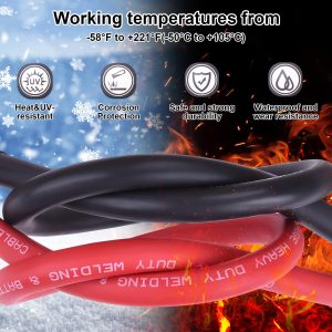 iGreely 2/0 AWG Battery Cable 2/0 Gauge Pure Copper Battery Cables with 3/8'' Heavy Duty Lugs for Solar Power Inverter Automotive RV Marine Boat,DIY for Replacement Parts & Accessories 1ft/30cm