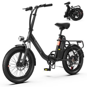 INVANTI Folding Electric Bike, Peak 1000W Ebikes for Adults, 25Mph Top Speed 45Miles 20" Step-Thru Fat Tire Electric Bike for All Terrains with Rear Rack,7-Speed,Front Suspension