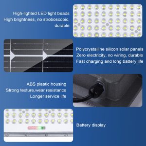 100W LED Solar Flood Lights, 5000mah 8000K Street Flood Light Outdoor IP66 Waterproof with Remote Control Security Lighting for Parking Lot, Yard, Garden, Swimming Pool, Pathway