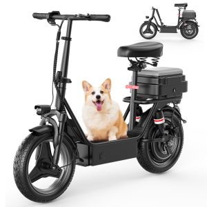 PIKABIKE Electric Scooter Adults, 1000W Peak Motor, 35 Miles of Range Scooter with Seat, 25MPH Top Speed, Foldable Escooter with Rear Box for Pets and Cargo, Dual Suspension for Commuting