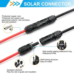Slocable 8AWG Solar Panel Connector 10mm2, 1500V IP68 Waterproof 70A PV Plug Tinned Copper Pins,5 Pairs
