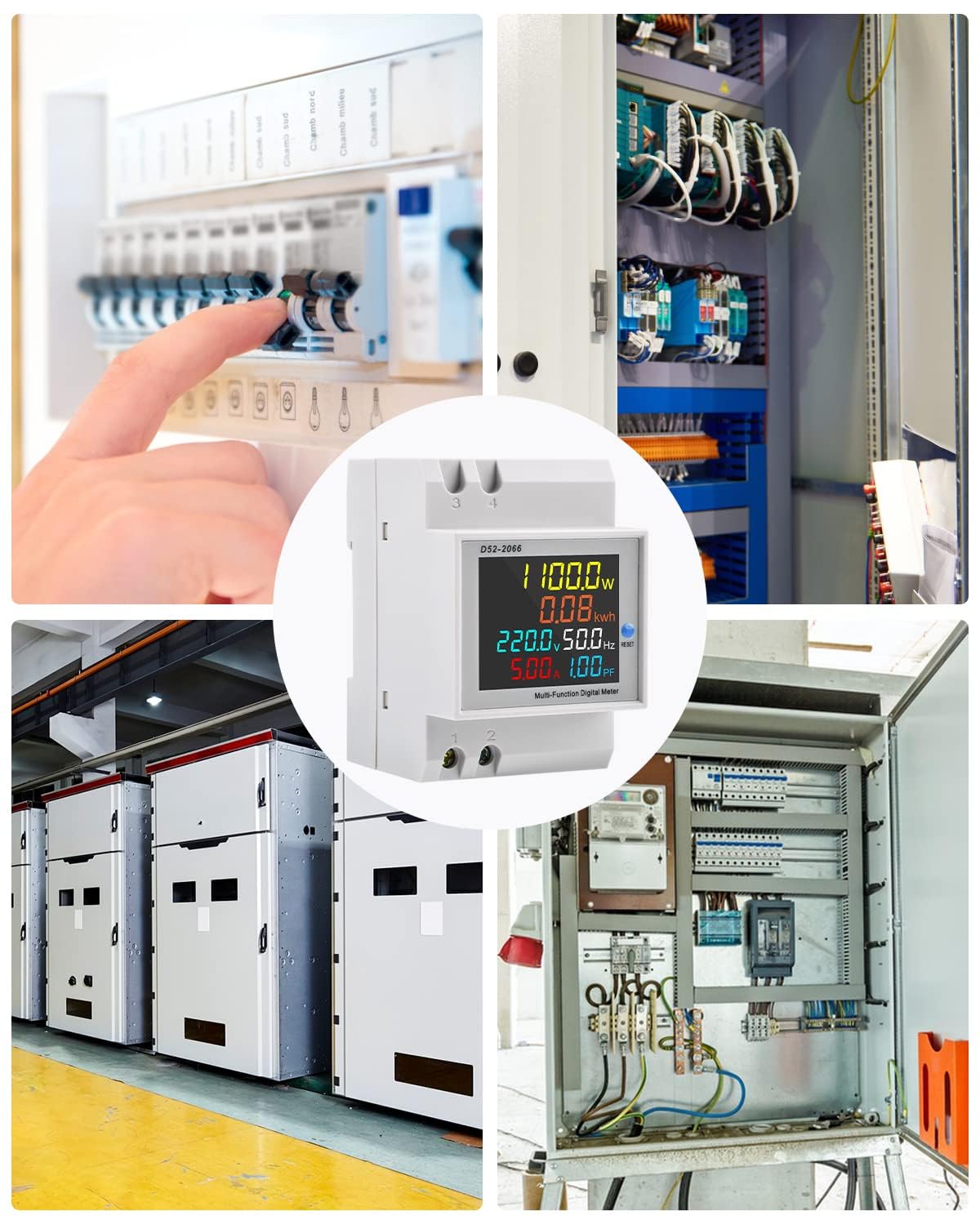 diymore Digital Single Phase Energy Meter Tester Electricity Usage Monitor AC 110V 40V~300V 100A Ampermeter Power Voltmeter Voltage Amps Watt Kwh Frequency Power Factor Meter Multimeter - Image 3