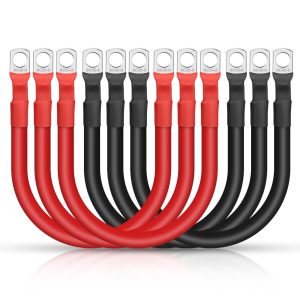 Linkstyle 6PCS 2 AWG 12Inch Battery Cables, 30CM 2 Gauge Pure Copper Power Inverter Wire with 5/16" Lugs Terminals, for Car Solar RV Golf Cart Marine (1FT)
