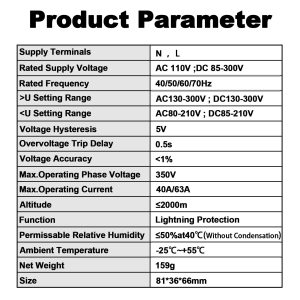 Smart Circuit Breaker with Energy Monitoring, Adjustable Voltage and Current Protection (1-63 Amp),AC Disconnect Current Adjustable Voltage Protector