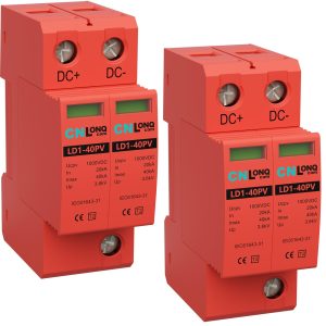 CNLonQcom 2P 40KA Voltage Surge Protector DC 1000V Solar PV Lightning Arrester Device for Rv, Home Lightning Protection System 35mm DIN Rail Mount (2pcs)