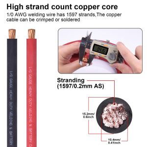 iGreely 1/0 AWG Gauge Wire 10 Ft Black + 10 Ft Red Battery Welding Pure Copper Ultra Flexible Cable + 5pcs of 5/16" & 5pcs 3/8" Copper Cable Lugs Terminal Connectors with Heat Shrink Tubing