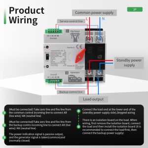 100Amp AC110V Automatic/Manual Transfer Switch 2P 50/60Hz, 2POLE 100A Mini ATS Solar Auto Dual Power Switch for Home Generator, Din Rail Mounted Cn Automatic Changeover Fast Transfe for Rv, Lv Power