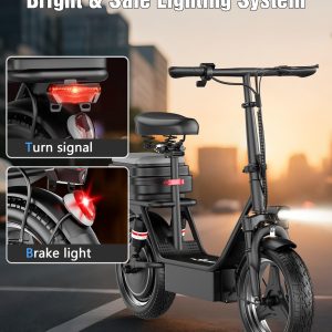 PIKABIKE Electric Scooter Adults, 1000W Peak Motor, 35 Miles of Range Scooter with Seat, 25MPH Top Speed, Foldable Escooter with Rear Box for Pets and Cargo, Dual Suspension for Commuting