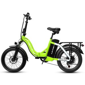 1000W Folding Electric Bike, 48V 20AH Large Removable Battery E Bike, 30+MPH, 80 Miles Max Range, 20" Fat Tire Electric Bike for Adults, Adult Electric Bicycles for Long Commutes-Green 80 Miles