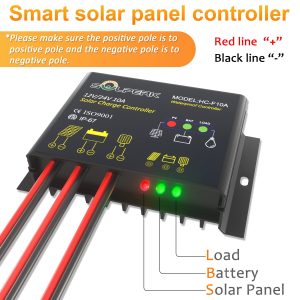 SOLPERK 10A Solar Charge Controller Waterproof Solar Panel Controller 12V/24V PWM Solar Panel Battery Intelligent Regulator for RV Boat car ,with LED Display
