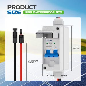 Solar Panel Disconnect Switch, CGELE 63 Amp DC 500V Breaker Box PV Disconnect Switch Miniature Circuit Breaker with IP65 Waterproof Box