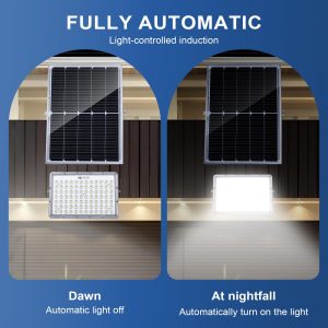 300W LED Solar Flood Lights, 15000mah 8000K Street Flood Light Outdoor IP66 Waterproof with Remote Control Security Lighting for Parking Lot, Yard, Garden, Swimming Pool, Pathway