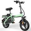 Foldable Electric Bike for Adults and Teens, 14" Folding E-Bike with 500W Motor, Electric Bicycle with 48V Removable Battery UL 2849 Certified, Commuter Mini EBikes with 25 Miles PAS Range (Green)