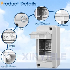 XINYIELE Waterproof Distribution Protection Box, ABS Plastic Breaker Electrical Box and Transparent Cover IP65, for Indoor Outdoor Wall Circuit Breaker (HT-2WAY)
