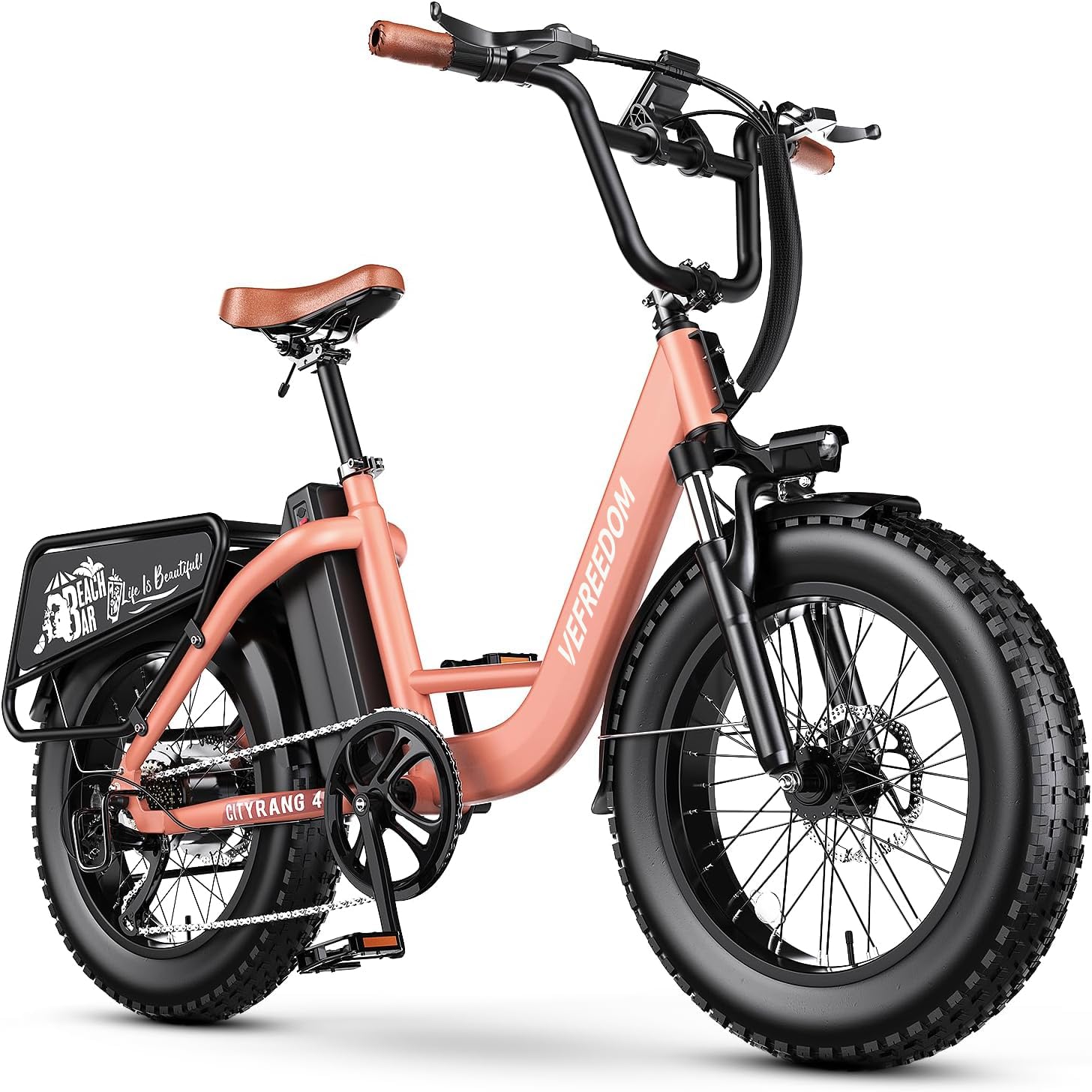1500W Peak Electric Bike for Adults, 70Miles & 30MPH Electric Bicycle, 20''×4.0" Fat Tires for Urban Commuters,7 Speed Mountain Ebike Color Rose Pink e Bike Electric Women