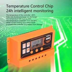 GRENGY 20A PWM Solar Charge Controller 12V 24V Auto with Intelligent Temperature Monitor, Solar Panel Regulator with LCD Display Dual USB Fit for AGM, Sealed, Gel, Flooded, Lifepo4