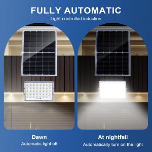 100W LED Solar Flood Lights, 5000mah 8000K Street Flood Light Outdoor IP66 Waterproof with Remote Control Security Lighting for Parking Lot, Yard, Garden, Swimming Pool, Pathway