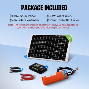 ECO-WORTHY Solar Well Pump Kit - 100W Solar Panel with 12V Deep Well Water Pump for Off-grid Living or Irrigation, Farm & Ranch-DELIVERY IN 2 PARCELS One
