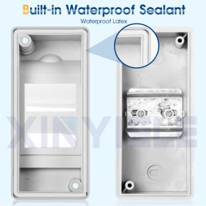 XINYIELE Waterproof Distribution Protection Box, ABS Plastic Breaker Electrical Box and Transparent Cover IP65, for Indoor Outdoor Wall Circuit Breaker (HT-2WAY)