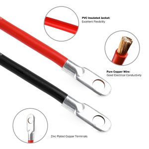 Cartman 4AWG 18-Inch Battery Inverter Cables Set, 4Gauge x 18" (1 Positive & 1 Negtive) for Car, Truck, RV, Solar