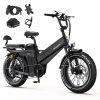 TESWAY 52V 60AH 200 Miles Long Range Ebike, 2000W Versatile Electric Bike,4-Piston Hydraulic Brakes & Full Suspension, 20x4.0 All Terrain Fat Tire EBike with 2 Seaters