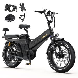 TESWAY 52V 60AH 200 Miles Long Range Ebike, 2000W Versatile Electric Bike,4-Piston Hydraulic Brakes & Full Suspension, 20x4.0 All Terrain Fat Tire EBike with 2 Seaters