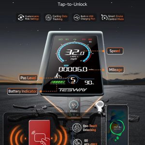 TESWAY 200Miles Ultra Long Range Step-Thru Electric Bike for Adults 2000W 32MPH, UL Certified 48V 60AH Full Suspension Ebike (48v 200miles Single Motor/Step-Thru, Black)