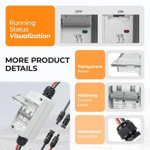 Pjerjzn Solar Panel Disconnect Switch 1000V 60A PV Disconnect Switch Outdoor Miniature Circuit Breaker IP65 for Solar PV Homes Battery (1000V 60 Amp)