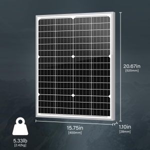 Newpowa 10BB 35W 12V Solar Panel High-Efficiency Monocrystalline PV Module Designed for Off Grid System, Charge Your Battery of RV, Boat, Camper, Trailer, Gate Opener