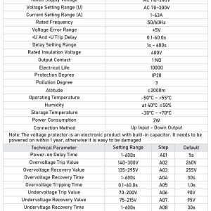 DIHOOL Adjustable Voltage Protector 110V 220V, Low/High Voltage Cutoff and Overcurrent Protection, 70-200V Undervoltage, 140-300V Overvoltage, 1-63A Smart Circuit Breaker AC Disconnect, DIN Rail Mount