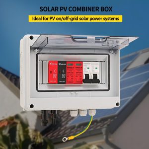 VOU 600V Solar DC PV Combiner Box for Solar Panel,1 String with Lightning Arrester Connector for On/Off Grid Solar Panel System,1 Input 1 Out 15A Rated Current Fuse,63A Circuit Breaker,Waterproof
