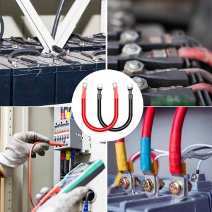 12Pcs 2AWG Battery Cable with 3/8'' M10 Lug Terminals 6-inch Cables Set Tinned Copper Power Inverter Wire Set for Solar, RV, Car, Motorcycle (6 Red +6 Black Cable)