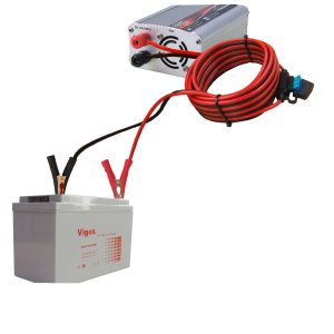 CUZEC 16 AWG Extension Cord Eyelet Terminal with Battery Clamp 12V/ 24V Battery Clip-On for High-Power Inverter and More (13.1FT Long)