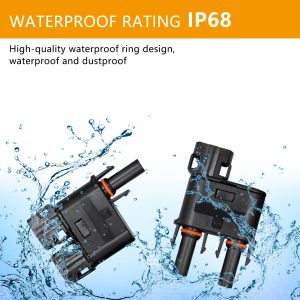 Trisinger Solar Branch Connector IP68 Waterproof 1500V Solid Copper Terminal,FMM+MFF,1 Pairs (2 to 1)