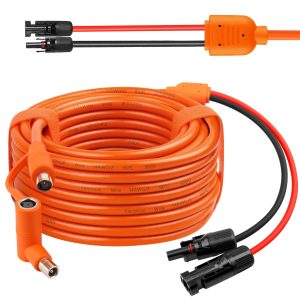 MOOKEERF Solar to DC 8mm Charge Extension Cable 30FT,12AWG+14AWG Solar Cable with Solar Panel Connector to DC7909/8020 Compatible with Anker,GZ Yeti,BLUETT,Jackery Portable Power Station