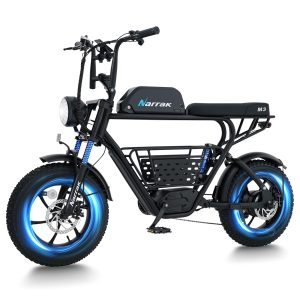 Narrak Electric Bike for Adults,1100W Peak Motor 16"x 4.0 Fat Tires 28MPH E-Bike, 48V Removable Battery Dirt Bike, Dual Suspension & Brakes Motorcycle, 7-Speed, All Terrain for Mountains, Snow (Black)