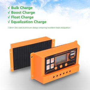 GRENGY 20A PWM Solar Charge Controller 12V 24V Auto with Intelligent Temperature Monitor, Solar Panel Regulator with LCD Display Dual USB Fit for AGM, Sealed, Gel, Flooded, Lifepo4