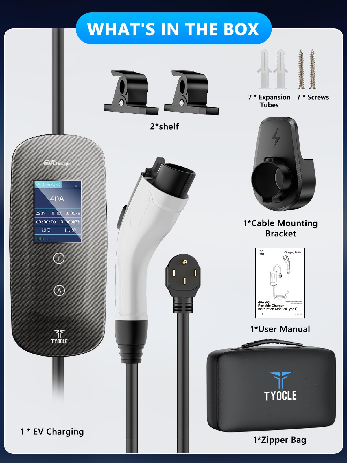 2025 New Portable Level 2 EV Charger (40Amp, 240V, NEMA 14-50P) with 23 Ft Cable. The Mobile Electric Vehicle Equipment Works Home Car Charging, Offering Charging for EV Model - Image 3