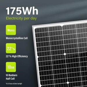 Newpowa 10BB 35W 12V Solar Panel High-Efficiency Monocrystalline PV Module Designed for Off Grid System, Charge Your Battery of RV, Boat, Camper, Trailer, Gate Opener