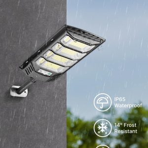 Eontim Solar Street Lights Outdoor, Wide-Angle LED Flood Light with Motion Sensor, Dusk-to-Dawn, Waterproof, Solar Powered Security Light for Yard, Driveway, Garage, Barn (4 Pack)