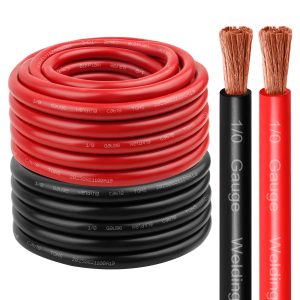 Kimbluth 1/0 Gauge Battery Cable Copper Wire, 3FT Red+3FT Black 1/0 AWG Welding Cable Standard USA OFC Wire for Automotive, Battery, Solar, Marine and Generator