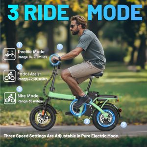 Foldable Electric Bike for Adults and Teens, 14" Folding E-Bike with 500W Motor, Electric Bicycle with 48V Removable Battery UL 2849 Certified, Commuter Mini EBikes with 25 Miles PAS Range (Green)
