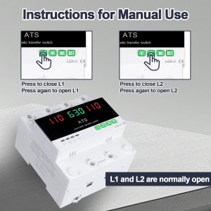63A 110V Automatic/Manual Transfer Switch, Dual Power Selector with LED Display, L1 Priority, DIN Rail Mount,50/60Hz CE Certified ATS for Generator and Backup Power